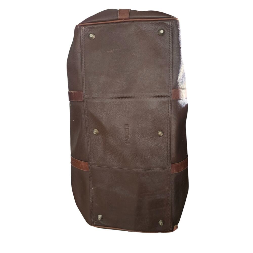 M London Mens Tote Duffel Bag Brown Leather Travel Gym Weekender Carry On Preppy - Picture 8 of 14